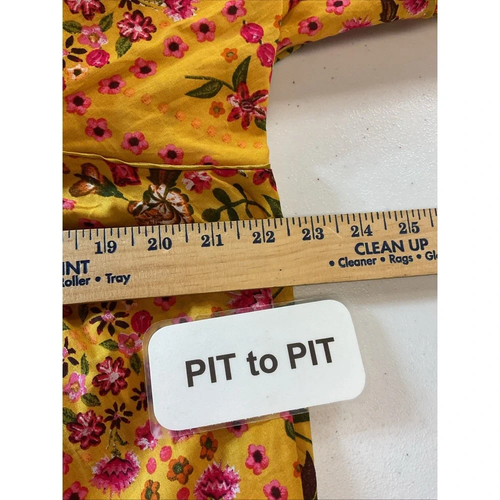 NEW Olivaceous‎ Ready For The Day Yellow Floral Flowy Long Sleeve Dress MD
